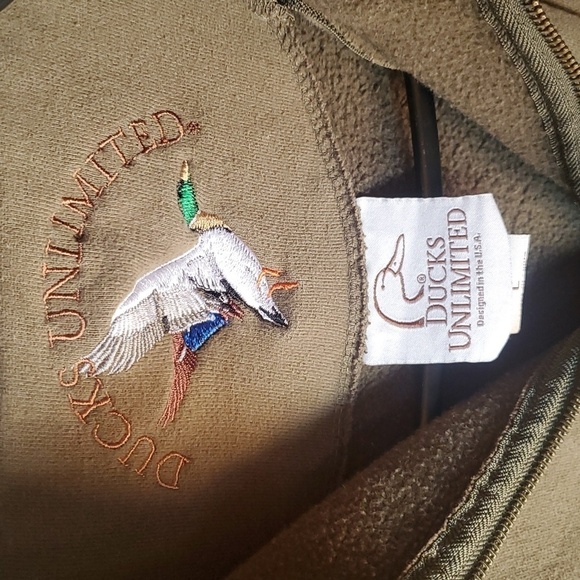 Ducks Unlimited Vintage Embroidered 1/4 zip with Pocket Pullover Sz L Sweatshirt - Picture 5 of 12